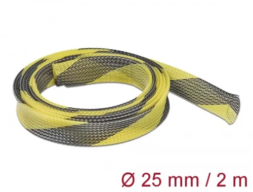 Delock Fonott kábelharisnya nyújtható 2 m x 25 mm fekete-sárga (DL-20747)