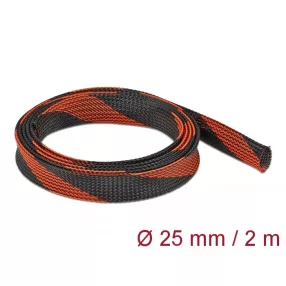   Delock Fonott kábelharisnya nyújtható 2 m x 25 mm fekete-piros (DL-20748)