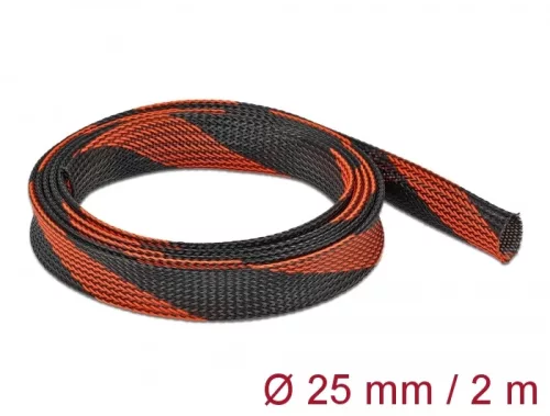 Delock Fonott kábelharisnya nyújtható 2 m x 25 mm fekete-piros (DL-20748)