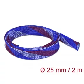   Delock Fonott kábelharisnya nyújtható 2 m x 25 mm kék-piros-fehér (DL-20751)