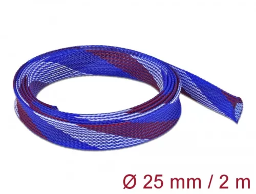 Delock Fonott kábelharisnya nyújtható 2 m x 25 mm kék-piros-fehér (DL-20751)