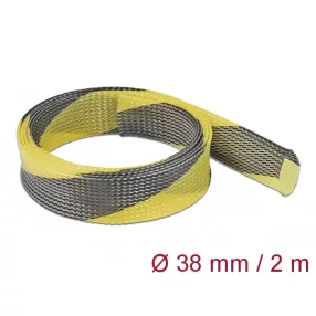   Delock Fonott kábelharisnya nyújtható 2 m x 38 mm fekete-sárga (DL-20752)