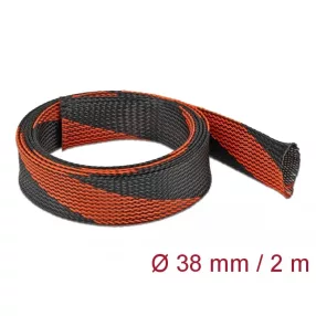   Delock Fonott kábelharisnya nyújtható 2 m x 38 mm fekete-piros (DL-20753)