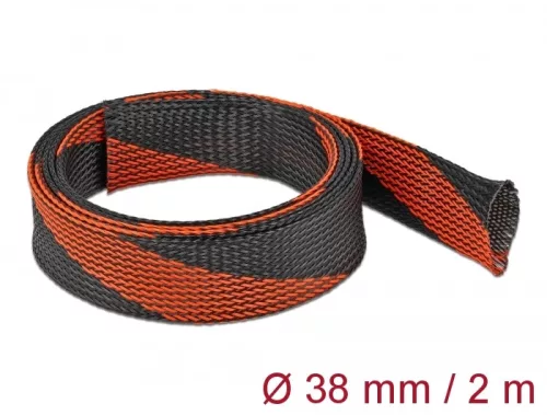 Delock Fonott kábelharisnya nyújtható 2 m x 38 mm fekete-piros (DL-20753)
