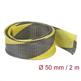   Delock Fonott kábelharisnya nyújtható 2 m x 50 mm fekete-sárga (DL-20757)