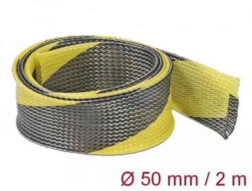 Delock Fonott kábelharisnya nyújtható 2 m x 50 mm fekete-sárga (DL-20757)