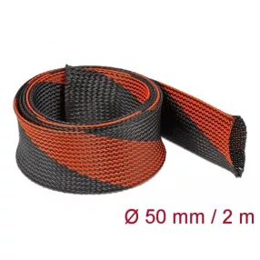   Delock Fonott kábelharisnya nyújtható 2 m x 50 mm fekete-piros (DL-20758)