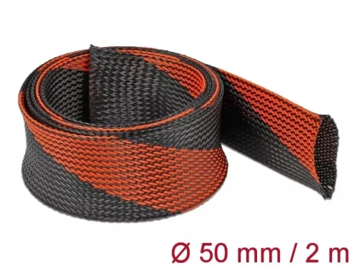 Delock Fonott kábelharisnya nyújtható 2 m x 50 mm fekete-piros (DL-20758)