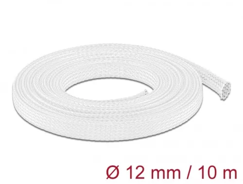 Delock Fonott kábelharisnya nyújtható 10 m x 12 mm fehér (DL-20804)