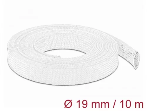 Delock Fonott kábelharisnya nyújtható 10 m x 19 mm fehér (DL-20805)