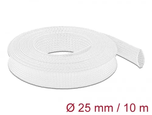 Delock Fonott kábelharisnya nyújtható 10 m x 25 mm fehér (DL-20806)