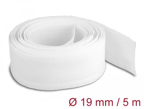 Delock Fonott kábelharisnya tépőzárral 5 m x 19 mm fehér (DL-20817)
