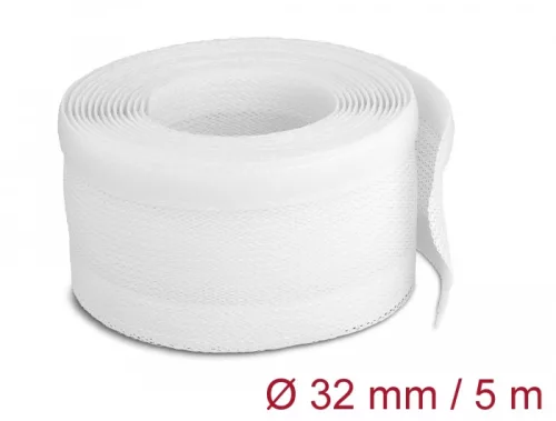 Delock Fonott kábelharisnya tépőzárral 5 m x 32 mm fehér (DL-20818)