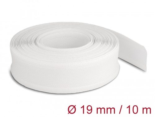 Delock Fonott kábelharisnya tépőzárral 10 m x 19 mm fehér