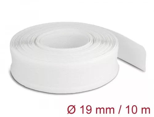 Delock Fonott kábelharisnya tépőzárral 10 m x 19 mm fehér (DL-20819)