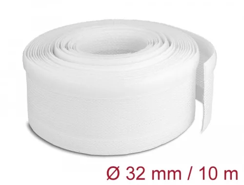 Delock Fonott kábelharisnya tépőzárral 10 m x 32 mm fehér (DL-20820)
