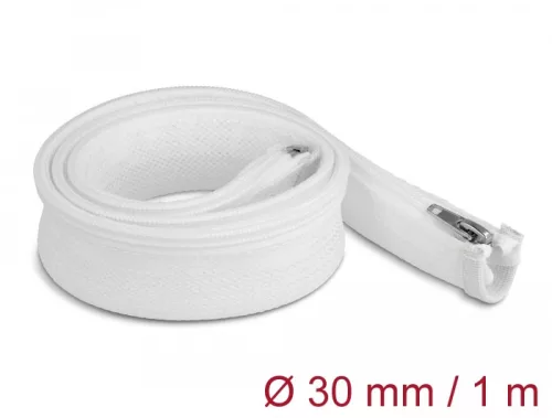 Delock Befont karmantyú zipzáras szorítóval hőállóság egészen 1 m x 30 mm-es fehér (DL-20822)