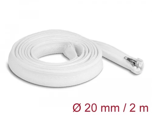 Delock Befont karmantyú zipzáras szorítóval hőállóság egészen 2 m x 20 mm-es fehér (DL-20827)