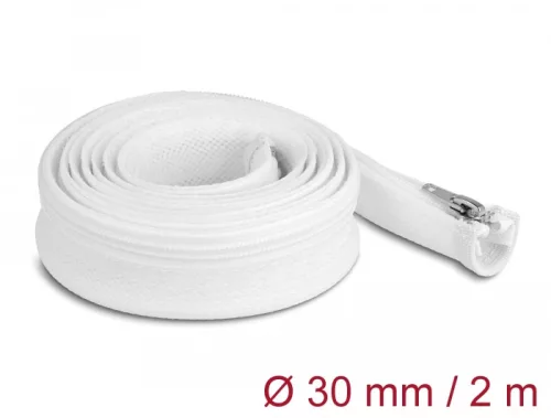Delock Befont karmantyú zipzáras szorítóval hőállóság egészen 2 m x 30 mm-es fehér (DL-20828)