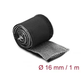   Delock Hőellenálló EMI Shielding fonott borítás tépőzáras rögzítővel, 1 m x 16 mm méretű, fekete (DL-20840)