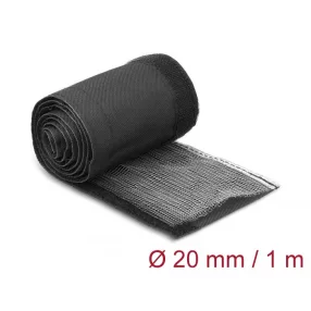   Delock Hőellenálló EMI Shielding fonott borítás tépőzáras rögzítővel, 1 m x 20 mm méretű, fekete (DL-20841)