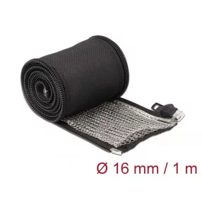   Delock Hőellenálló EMI Shielding fonott borítás zipzárral, 1 m x 16 mm méretű, fekete (DL-20845)