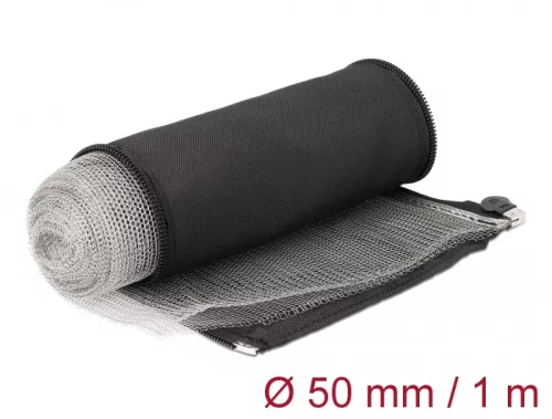 Delock Hőellenálló EMI Shielding fonott borítás zipzárral, 1 m x 50 mm méretű, fekete (DL-20849)
