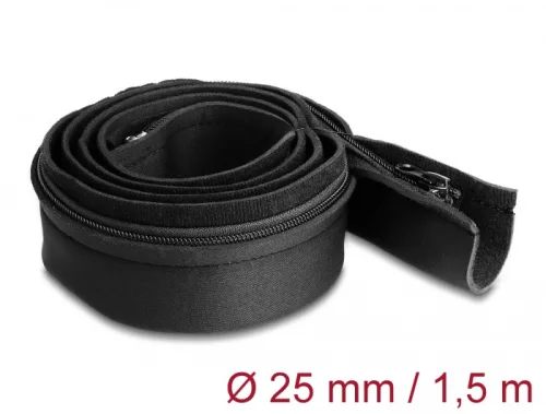 Delock Kábelbújtató neoprén hajlékony zipzárral 1,5 m x 100 mm fekete színű (DL-20913)