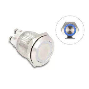   Delock Nyomógomb beszereléshez 19 mm 4 db. csavarhely LED kék (DL-20980)