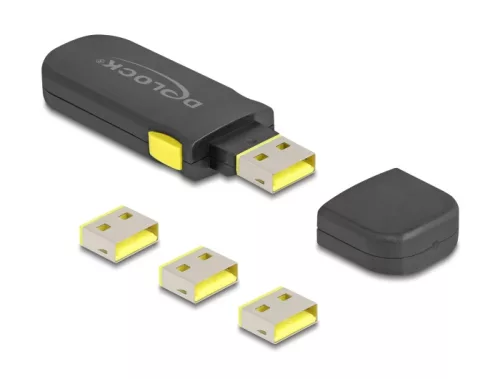 Delock USB port blokkoló szett A-típusú USB anya portok számára, 4 db. + lezáró eszköz (DL-22031)
