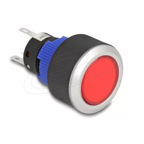   Delock Kiálló nyomógomb installációhoz 22 mm 5 db. forrasztott csatlakozó működtetővel lapos, műanyag piros LED világítás (DL-22047)