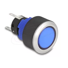   Delock Kiálló nyomógomb installációhoz 22 mm 5 db. forrasztott csatlakozó működtetővel lapos, műanyag kék LED világítás (DL-22049)