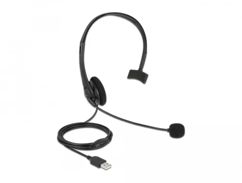 Delock Ultrakönnyű USB Mono fejhallgató hangerő szabályozóval személyi számítógéphez és laptophoz (DL-27177)