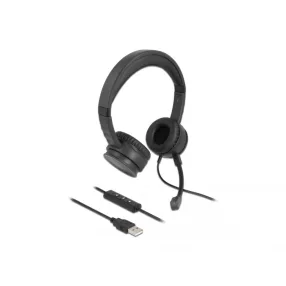   Delock USB sztereo fejhallgató kábelen távirányítóval és némító gombbal személyi számítógéphez és la (DL-27180)