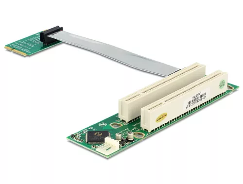 Delock emelőkártya Mini PCI Express > 2 x PCI 32 Bit 5 V flexibilis kábellel, 13 cm, balos (DL-41355)