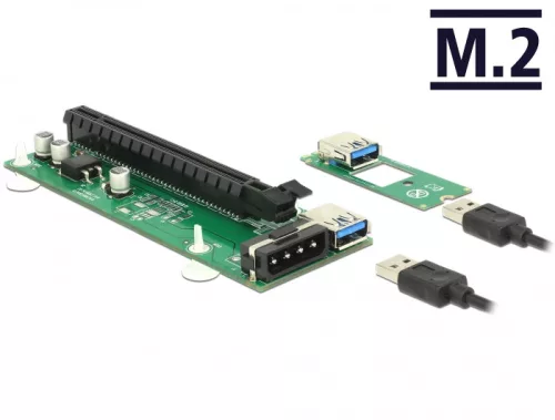 Delock Bovítokártya M.2 kulcs B+M > PCI Express x16 30 cm USB kábellel (DL-41428)
