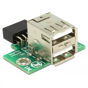   Delock Csatlakozósorral ellátott USB anya > 2 x USB 2.0 A-típusú anya - fölfelé vezeto (DL-41429)