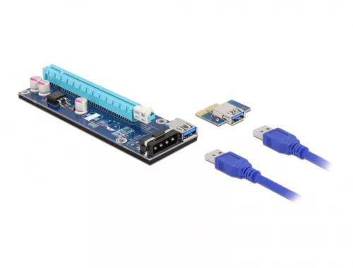Delock PCI Express Riser kártya x1 - x16, 60 cm-es USB-kábellel (DL-41430)