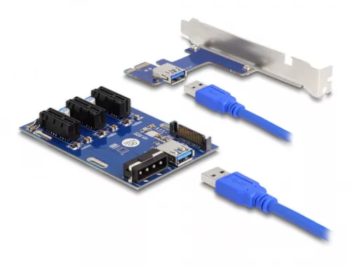 Delock Riser Card PCI Express x1 3 x PCIe x1 50 cm-es USB-kábellel (DL-41442)