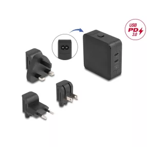   Delock USB GaN töltó 2 x USB Type-C PD 3.0 65 W teljesítménnyel (DL-41443)