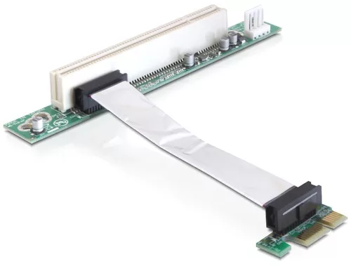 Delock Riser kártya PCI Express x1 > PCI 32Bit 5 V rugalmas kábellel 9 cm balra behelyezve (DL-41856)