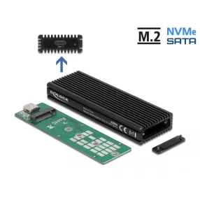   Delock Külső USB Type-C  kombinált ház M.2 NVMe PCIe vagy SATA SSD eszközhöz (DL-42004)