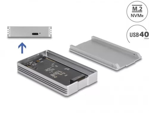 Delock USB4 40 Gbps ház 1 x M.2 NVMe SSD-hez   szerszámmentes (DL-42018)