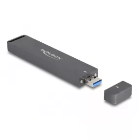   Delock Külső ház M.2 NVME PCIe SSD vagy SATA SSD számára USB 10 Gbps A-típusú apával (DL-42021)