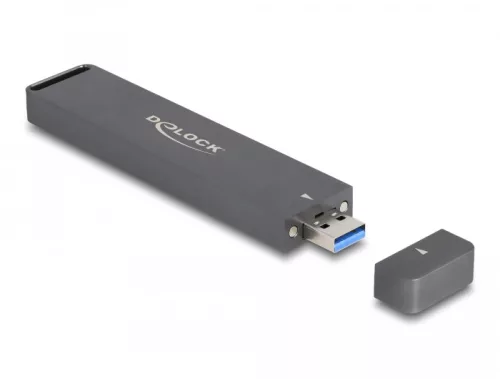 Delock Külső ház M.2 NVME PCIe SSD vagy SATA SSD számára USB 10 Gbps A-típusú apával (DL-42021)