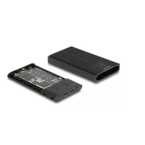   Delock USB 20 Gbps külső ház 2 db. M.2 NVMe PCIe SSD számára USB Type-C  anyával és RAID-del - eszköz nélküli szerelés lehetséges (DL-42022)