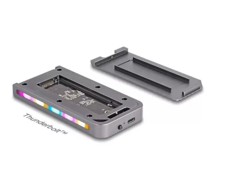 Delock USB 40 Gbps ház for 1 db. M.2 NVMe SSD játék stílusban LED fénnyel és ventilátorral   szerszám nélkül rögzíthető (DL-42025)