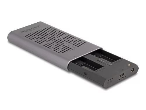 Delock Külső USB 20 Gbps ház 2 x M.2 NVMe PCIe SSD-hez USB Type-C  anyával és klón funkcióval (DL-42027)