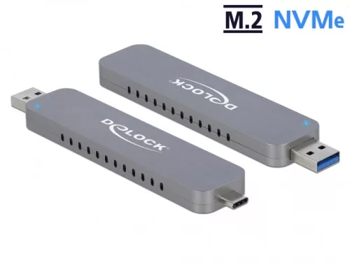 Delock Külső ház az M.2 NVME PCIe SSD-hez USB Type-C  - és A-típusú USB csatlakozóval apa (DL-42616)