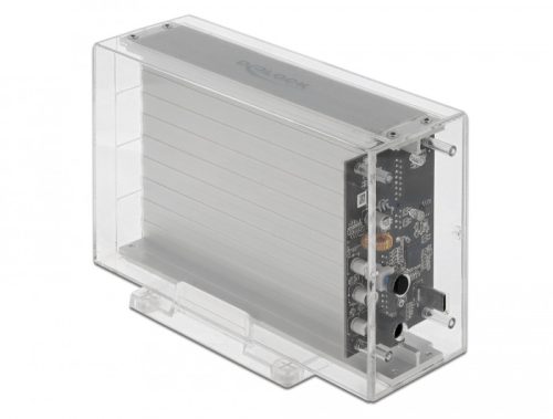 Delock Külső kettős ház 2 db. 3.5  SATA HDD-hez USB Type-C  anya csatlakozóval átlátszó - eszközment